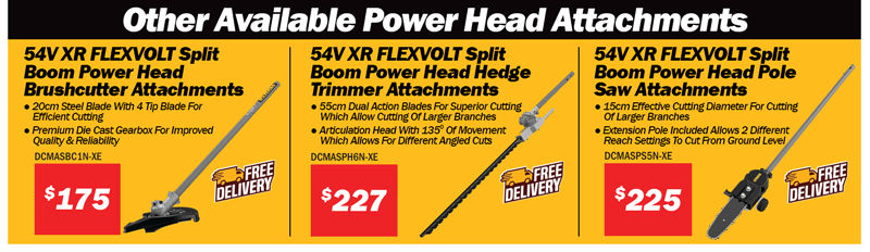 DeWALT 54V XR FLEXVOLT Split Boom Power Head & Attachments 