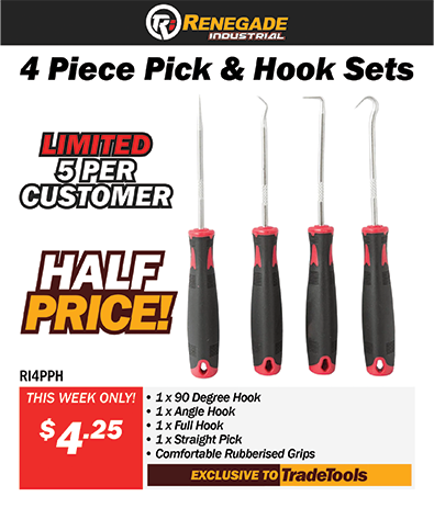 Renegade Industrial 4 Piece Pick & Hook Set - RI4PPH